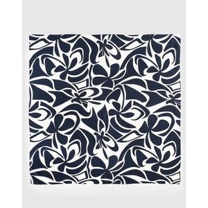 Madewell Navy Blue White 100% Silk Bandana Graphic Floral Scarf NS765 NEW